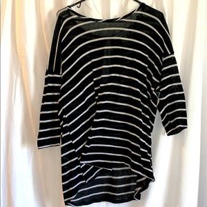 Black and white striped half sleeve sweater top